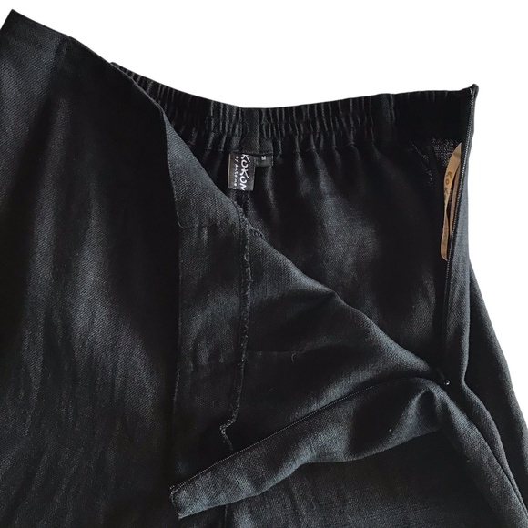 NWOT Kokomarina Black Linen Wide Leg Pants - Picture 7 of 14
